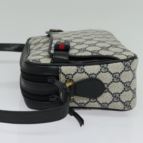 GUCCI GG Supreme Sherry Line Shoulder Bag PVC Navy Gold - Picture 5 of 15